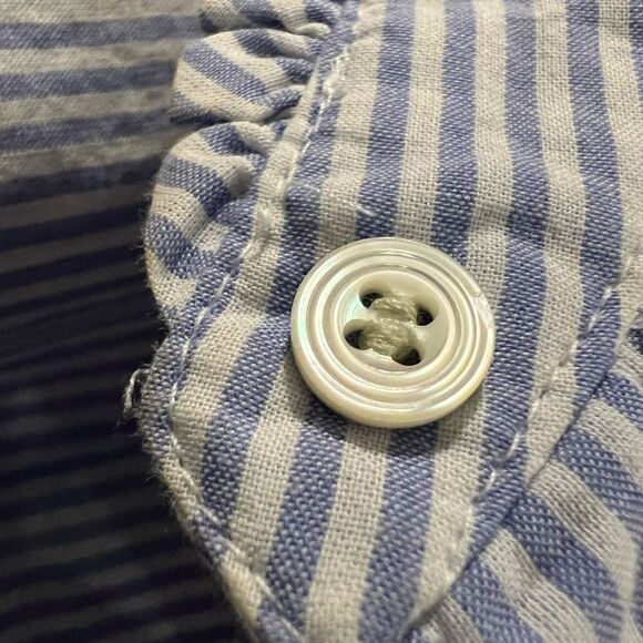 Blue/white striped size L half button tunic - Picture 2 of 7